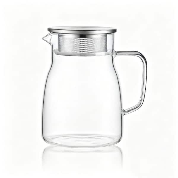 3-Cup Touch Glass Tea Pot, 27 oz. Glass Tea Kettle with Stainless Steel Filter Lid, Stovetop Safe Loose Leaf Tea Maker