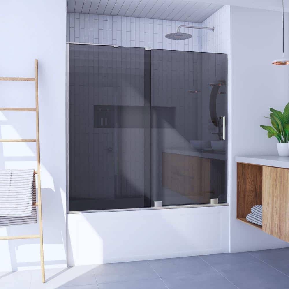 Mirage-X Brushed Nickel Frameless Sliding Tub Door 58" x 60"
