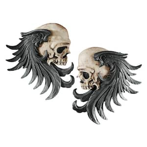 Bad to the Bones Winged Skull Sentinel Novelty Wall Sculptures: Set of 2