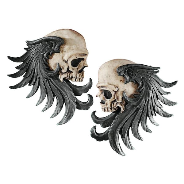 Design Toscano Bad to the Bones Winged Skull Sentinel Novelty Wall Sculptures: Set of 2
