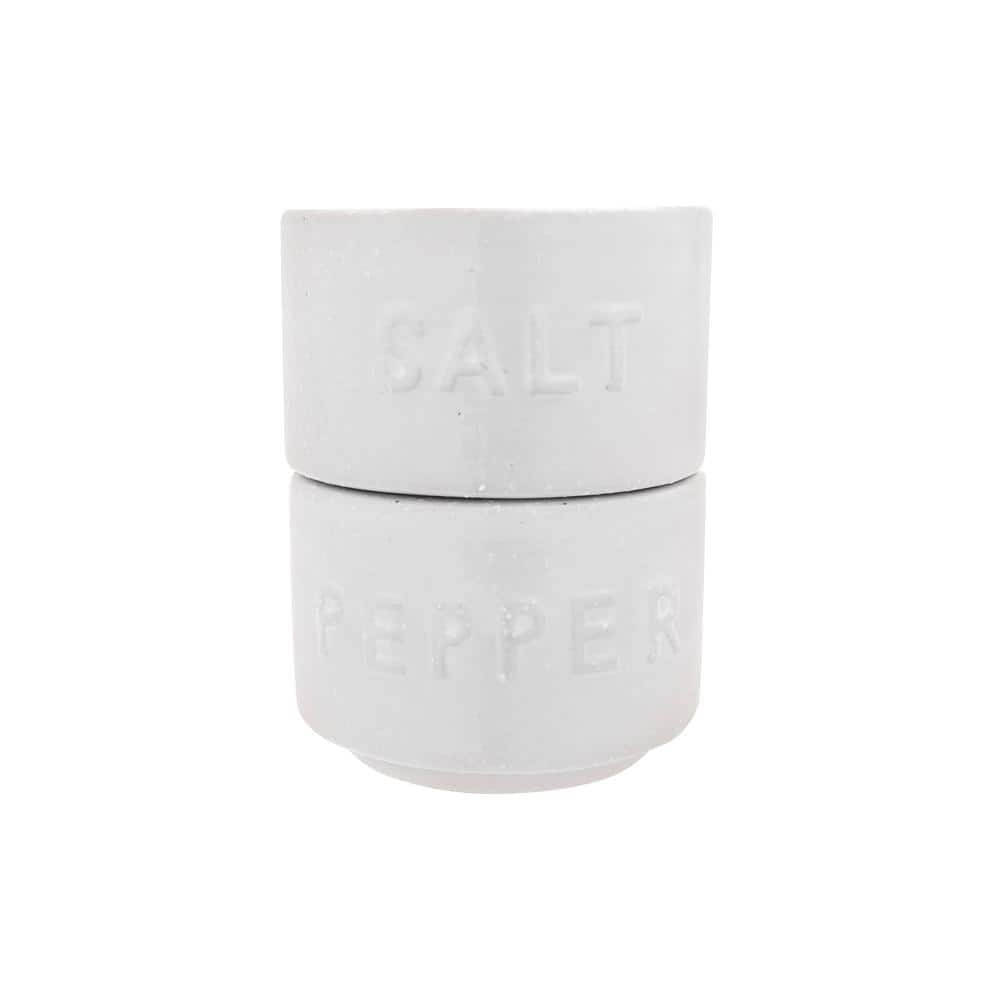 Beige Stackable Stoneware Salt and Pepper Pinch Pots with Lid