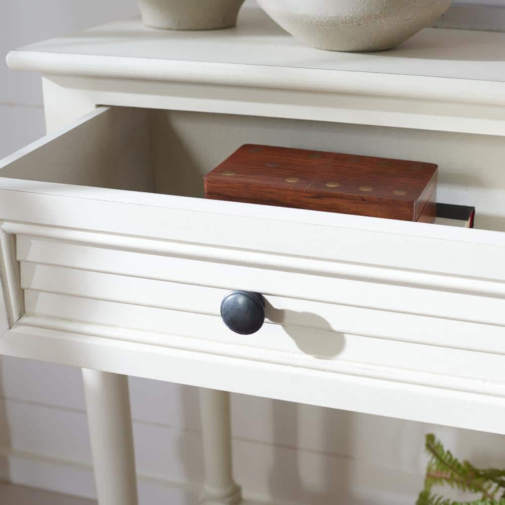 Tate Modern Farmhouse 40" White Wood & Metal Console Table with Storage