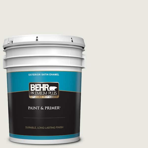 BEHR PREMIUM PLUS 5 gal. #PWN-64 Silver Dust Satin Enamel Exterior Paint & Primer