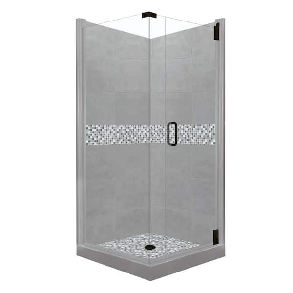 Lavish 35-1/2 in. x 35-1/2 in. x 86 in. Corner Drain Corner Shower Stall Kit in White with Easy Fit Drain