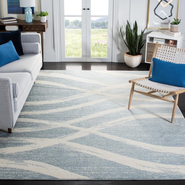 Adirondack Cream/Slate 11 ft. x 15 ft. Waves Area Rug
