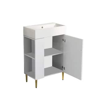 21.6 in. W x 12.2 in. D x 33.9 in. H Freestanding Bath Vanity in White with Single Sink Top and Left Side Storge