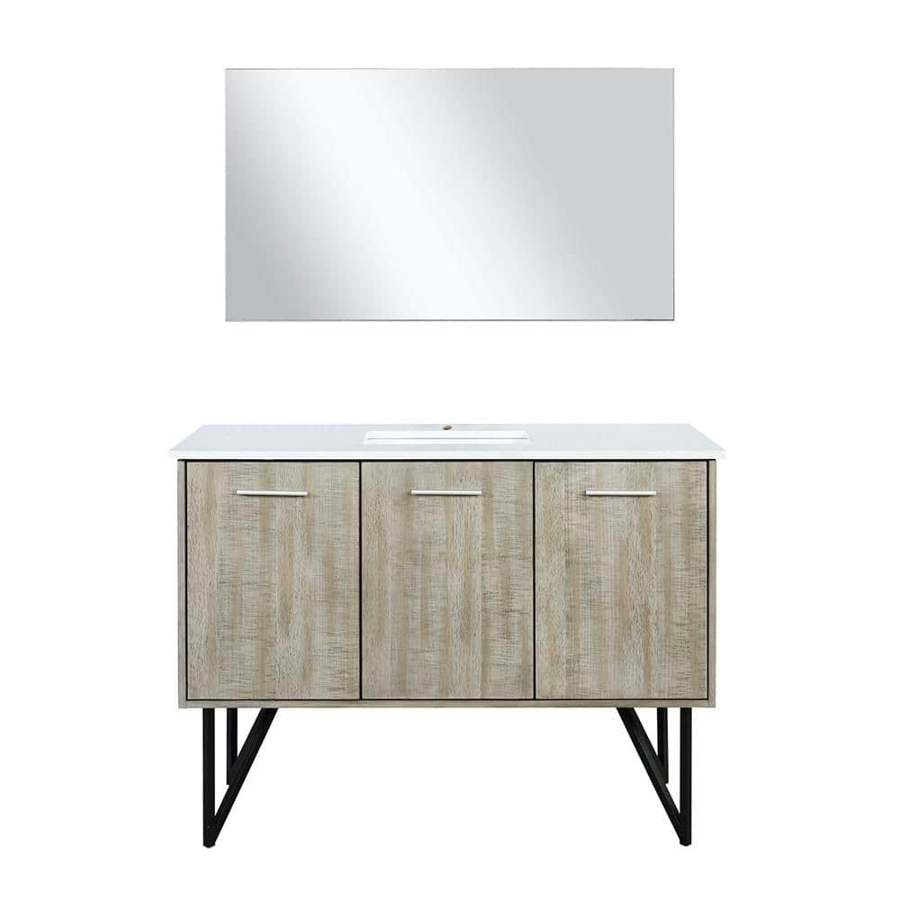 Lancy 48" Rustic Acacia Wood Bathroom Vanity with White Quartz Top