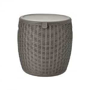 9.5 Gal. 38 qt. 4-in-1 Patio Rattan Cool Bar Cocktail Table Side Table