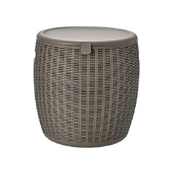 Movisa 9.5 Gal. 38 qt. 4-in-1 Patio Rattan Cool Bar Cocktail Table Side Table