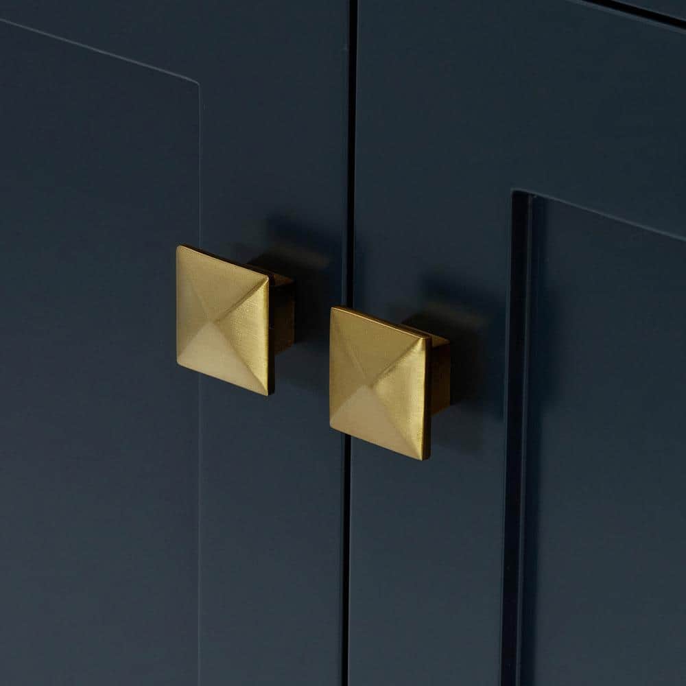 Cambridge Midnight Blue Double Freestanding Vanity Cabinet with Satin Brass Hardware