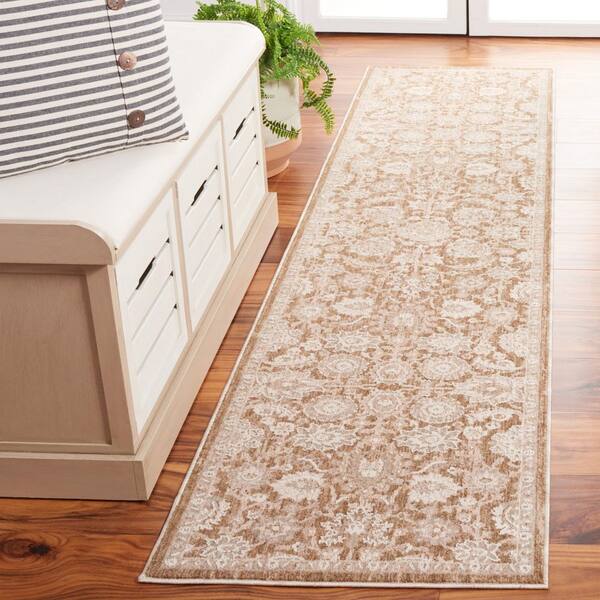 Willow 2 ft. x 8 ft. Light Brown/Ivory Ornate Border Runner Rug