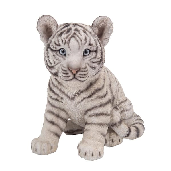 White Sitting Tiger Cub Garden Statue