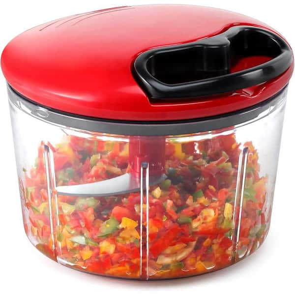 Red 3.4 Cups 0.8L Food Chopper, Pull Onion Chopper Dicer, Hand Powered Food Mincer