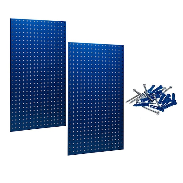 Triton Products (2) 24 in. W x 42-1/2 in. H x 9/16 in. D Blue Epoxy, 18-Gauge Steel Square Hole Pegboards