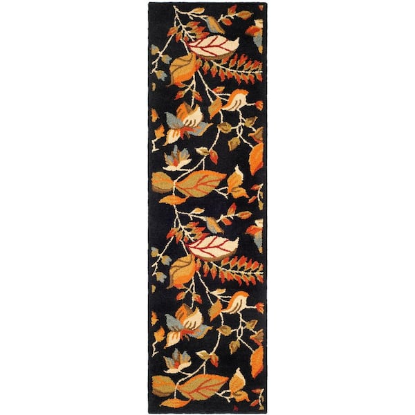SAFAVIEH Blossom Black/Multi 2 ft. x 11 ft. Antique Floral Runner Rug