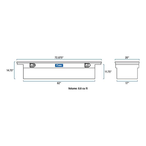 UWS 72 in. Matte Black Aluminum Truck Tool Box with Low Profile