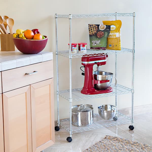 Standing Shelf Units Storage And Organization Chrome 30 W X 14 D X 48 H Seville Classics 4 Tier 4181