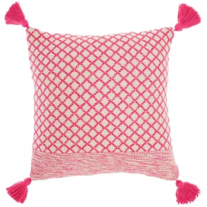 Life Styles Hot Pink 18 in. x 18 in. Geometric Throw Pillow