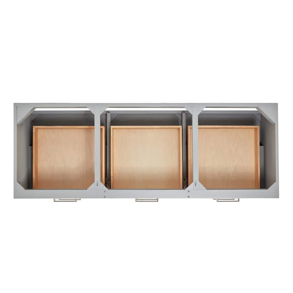 Hutton 61" Gray Wood Floating Vanity with White Quartz Top