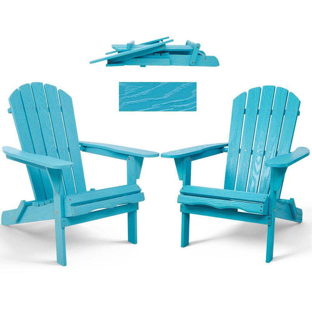 Blue Wood Adirondack Chair for Garden Outdoo, Wooden Folding Embossed Adirondack Chair with Wood Grain (2-Pack) price history on PriceWatchPro