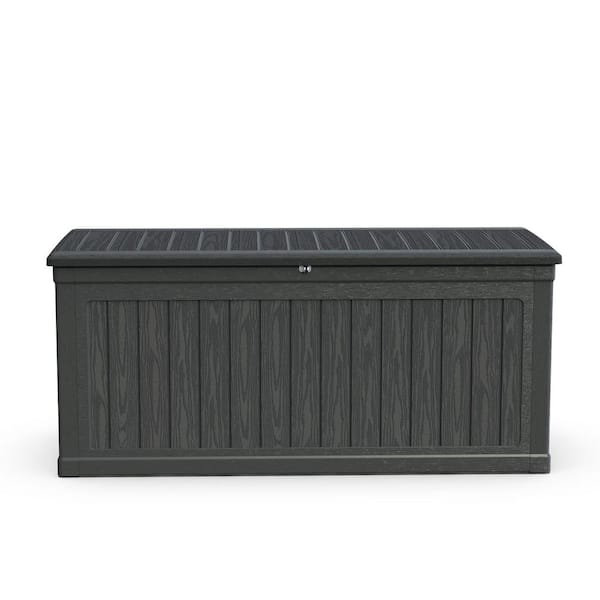 260 Gal. Waterproof Outdoor Resin Storage Deck Box, Versatile Deck Storage Bench with Have Isolation Board, Lockable