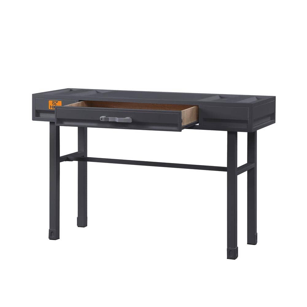 Gunmetal Industrial Metal Cargo Vanity Desk with Drawer