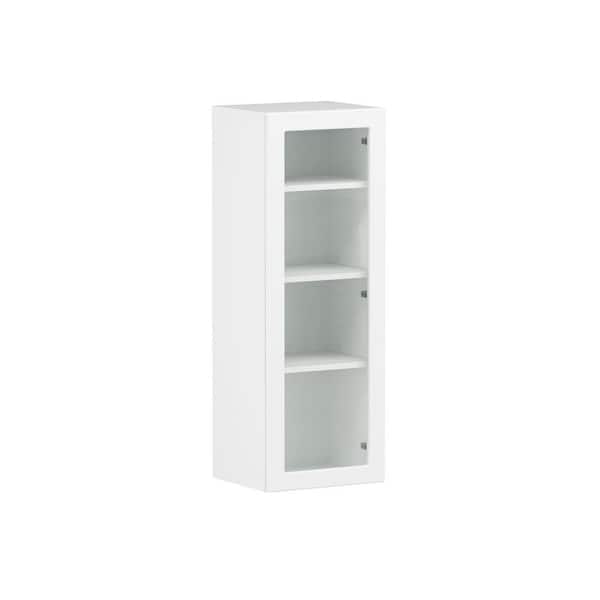Designer Series Melvern 15 in. W x 12 in. D x 42 in. H Assembled Shaker Glass Door Wall Kitchen Cabinet in White