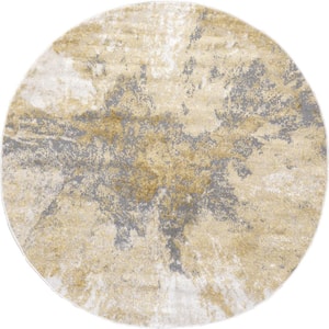 Cyn Contemporary Abstract Gold 5 ft. x 5 ft. Area Rug