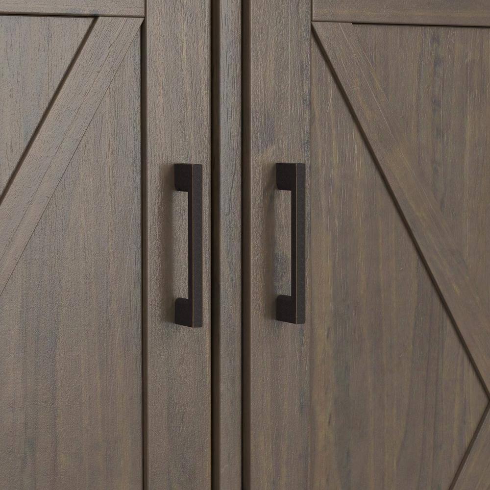 Ela 60" Smoky Brown Solid Wood Storage Cabinet with Adjustable Shelves