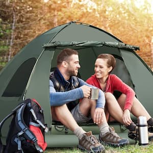 Folding 2-Person Camping Tent Cot Portable Pop-Up Tent with Sleeping Bag&Air Mattress for Outdoor Activity