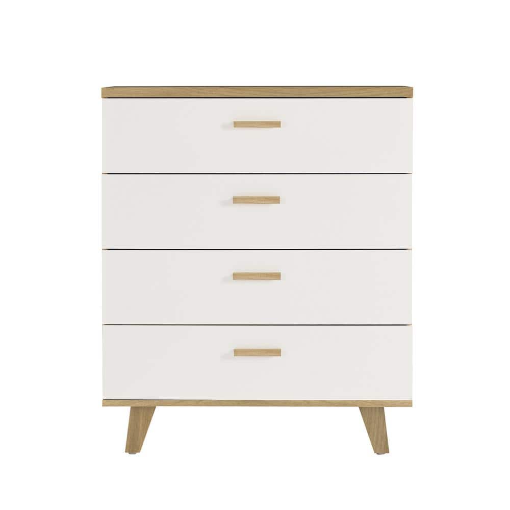 4-Drawer Rosewood Chest of Drawers with Solid Wood Handles and Foot Stand 3