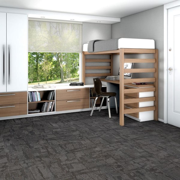 Bradstreet - Willow - Blue Commercial 24 x 24 in. Glue-Down Carpet Tile Square (80 sq. ft.)