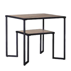 Black Wood Dual Tier Outdoor Coffee Table, Desktop Brown