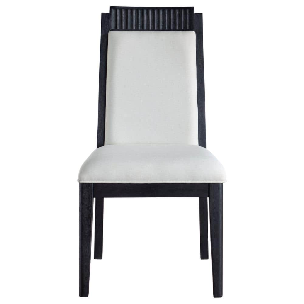 Brookmead Black Wood High Back Upholstered Side Chair