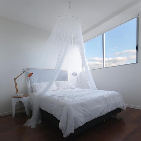 108 in. x 98 in. Mosquito Bed Net with Removable Ceiling Hook