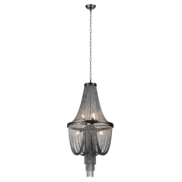 Unbranded Marisha 6-Light Stylish Graphite Draped Chains Chandelier with No Bulbs Included