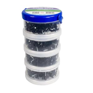 4 mm, 6 mm, 8 mm, 10 mm Cable Clips, Black, 400-Pack, Canister