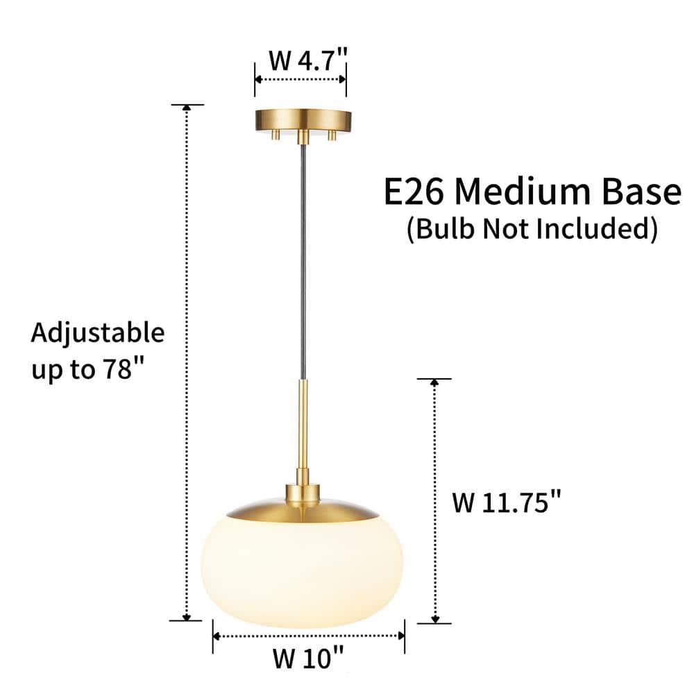 Opal White and Gold Glass Globe Pendant Light
