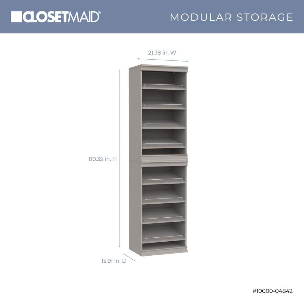 Smoky Taupe Stackable 8-Shelf Wood Shoe Tower