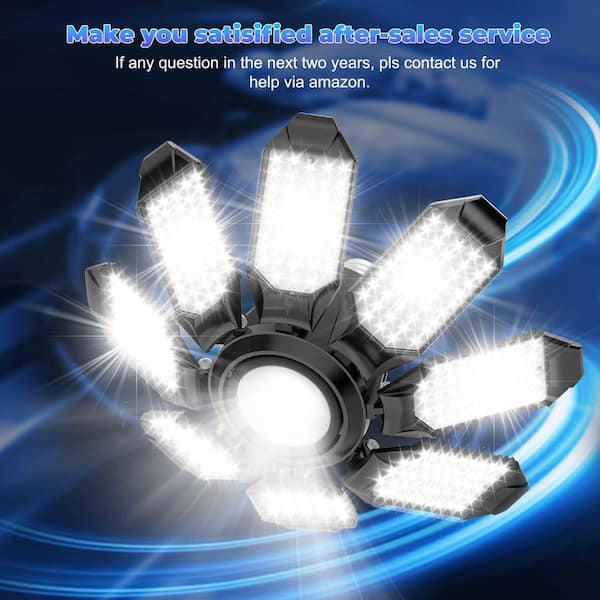 Lukyamzn 6500 K 50000 LM LED Garage Light 2-Pack with 8-Deformable