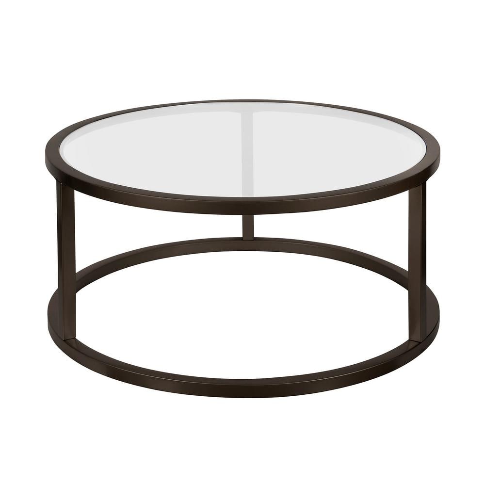 Parker Urban 35" Round Blackened Bronze Glass Coffee Table