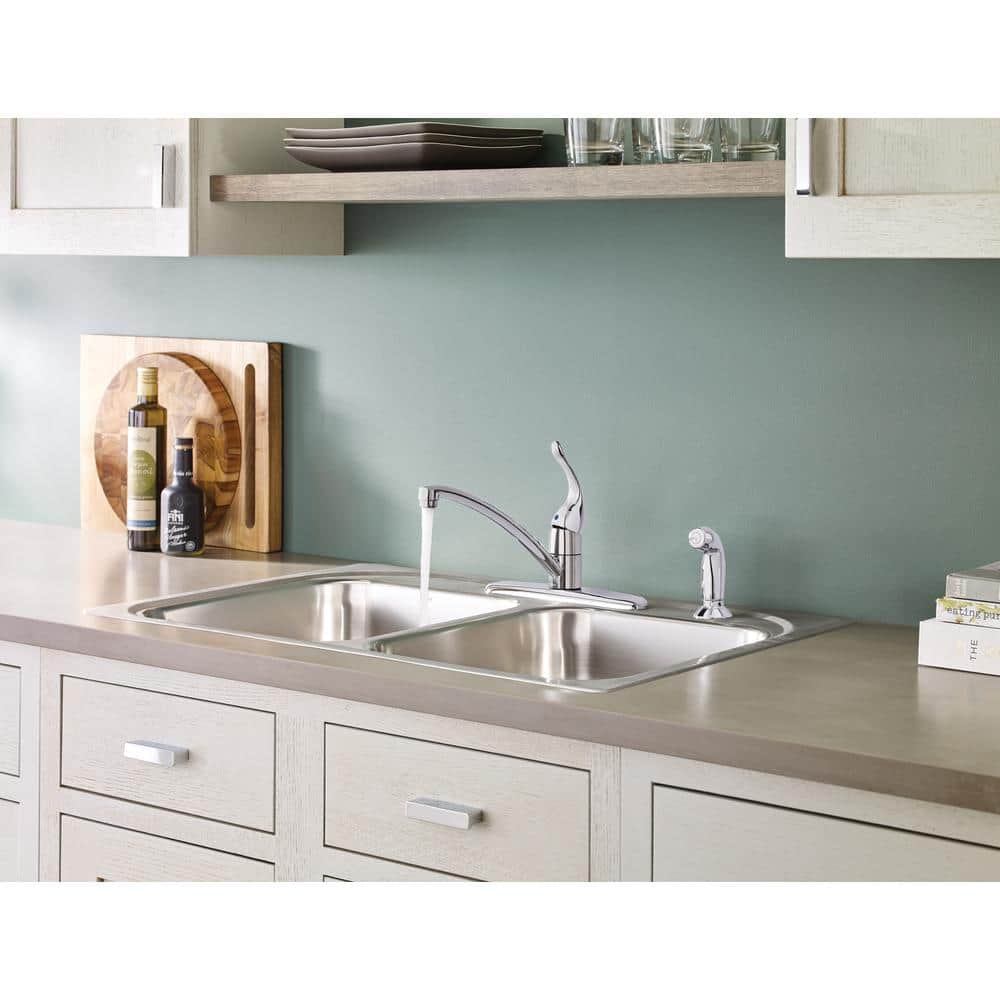 Moen Chateau Chrome One Handle Kitchen Faucet with Side Sprayer