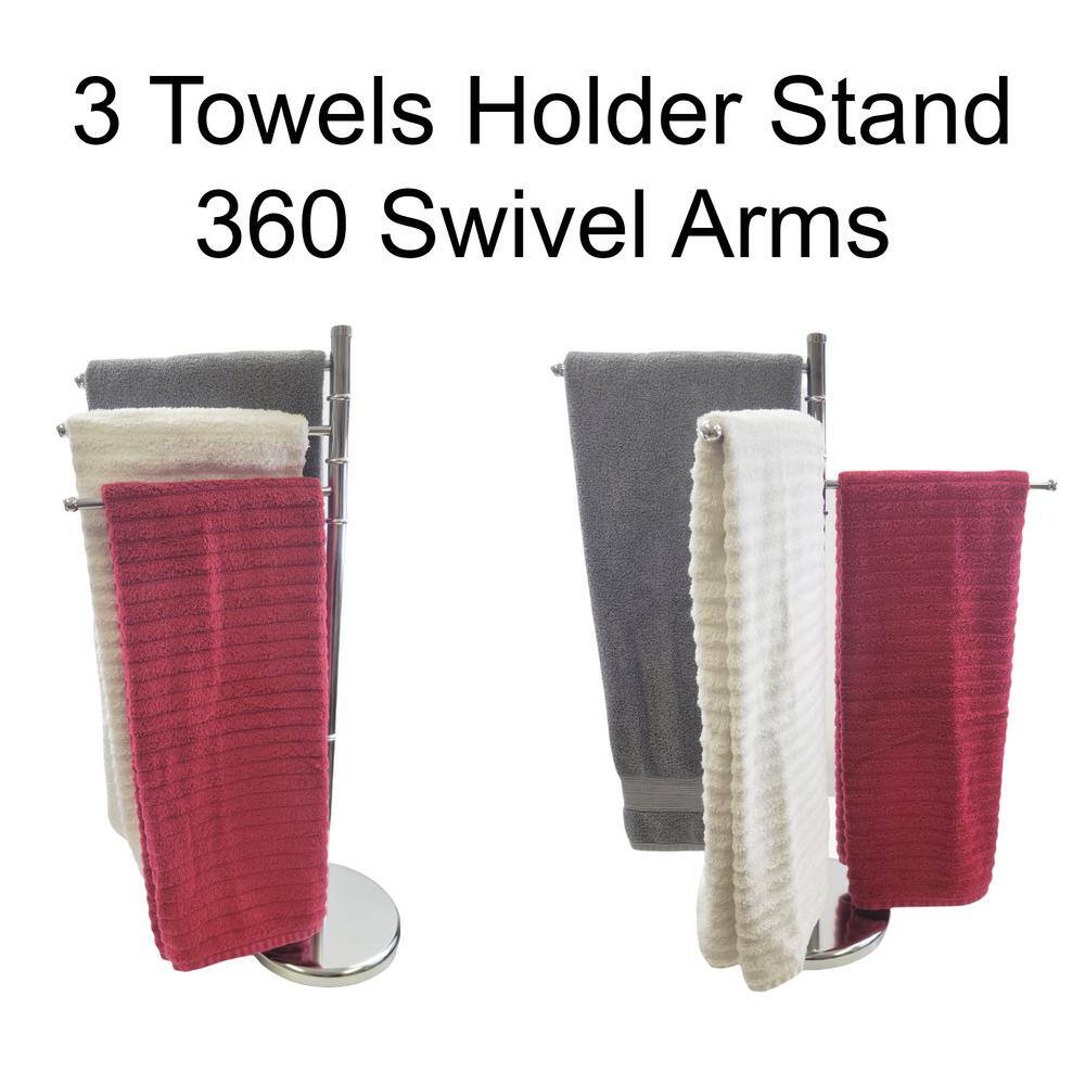 Stainless Steel Freestanding Towel Rack with 3 Swivel Arms