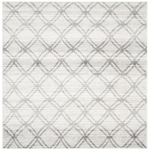 Adirondack Silver/Charcoal 6 ft. x 6 ft. Square Distressed Geometric Area Rug
