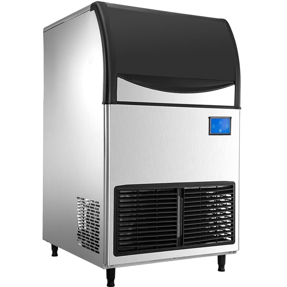 300 lb. / 24 H Commercial Ice Maker Large Storage Bin LCD Panel Freestanding Ice Machine with Wi-Fi System in Silver