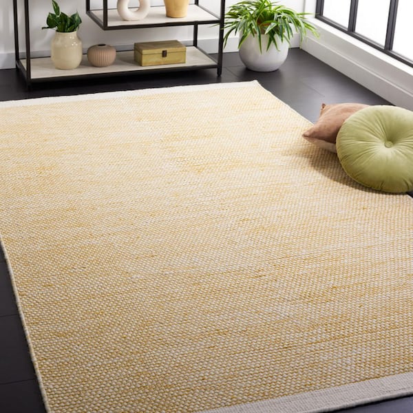 Natura 6 ft. x 6 ft. Yellow/Ivory Border Two-Toned Square Area Rug