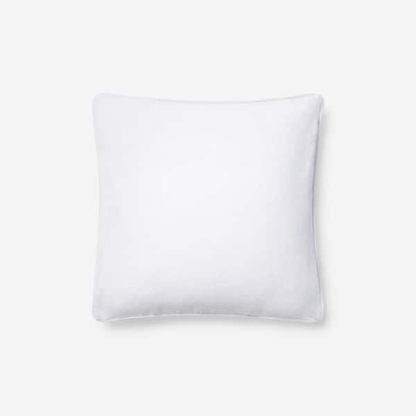 The Company Store Concord Cotton Twill White Solid 16 in. x 16 in. Throw Pillow Cover
