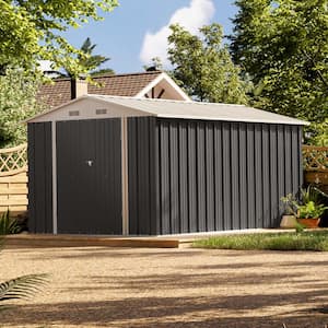 8 ft. W x 12 ft. D Gray Metal Storage Shed 96 sq. ft. in Gray
