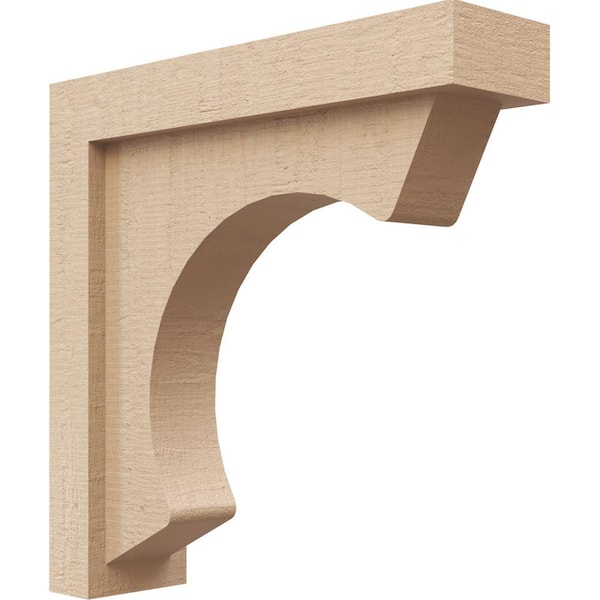Ekena Millwork 3 in. x 12 in. x 12 in. Series 1 Thin Emerson Rough Cedar Woodgrain Timberthane Polyurethane Corbel, Primed Tan