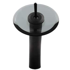 Falls Single Hole Single-Handle Bathroom Faucet with Smoked Glass Disc in Matte Black
